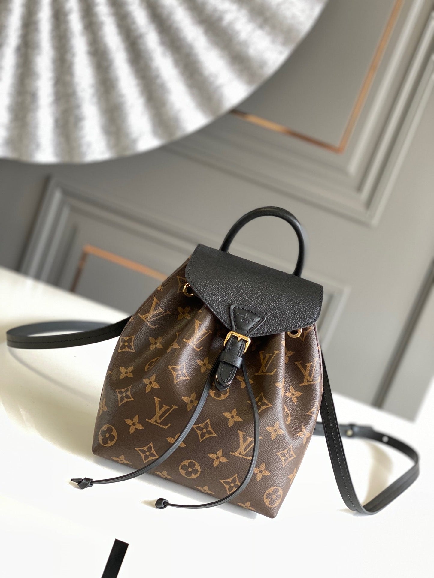 Black Monogram Canvas Montsouris BB Backpack