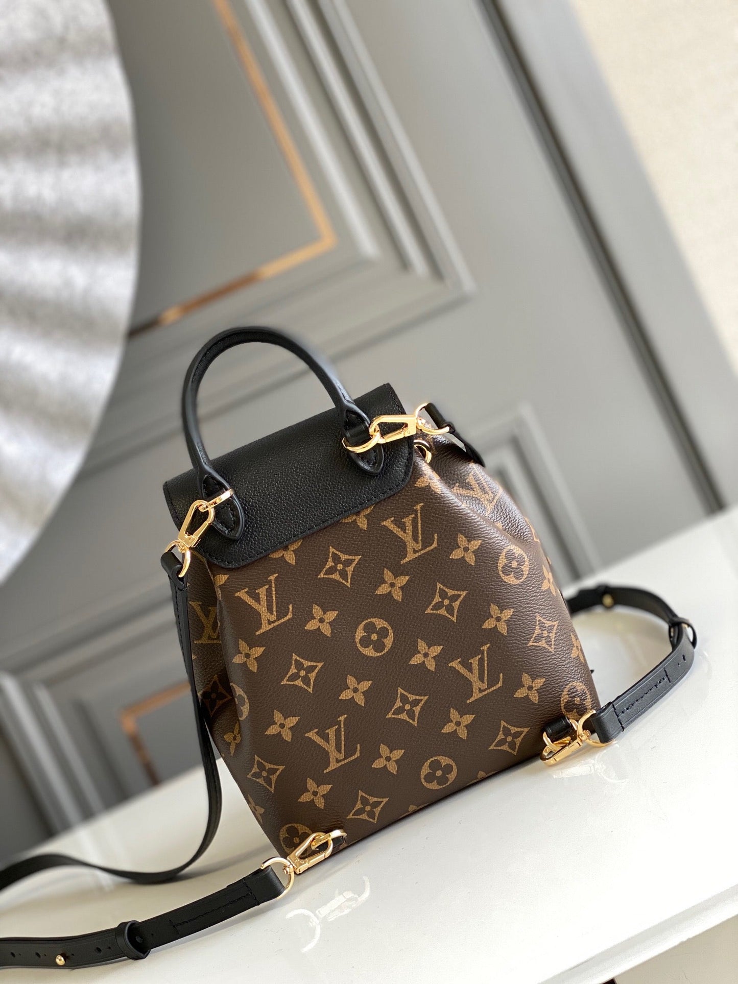 Black Monogram Canvas Montsouris BB Backpack