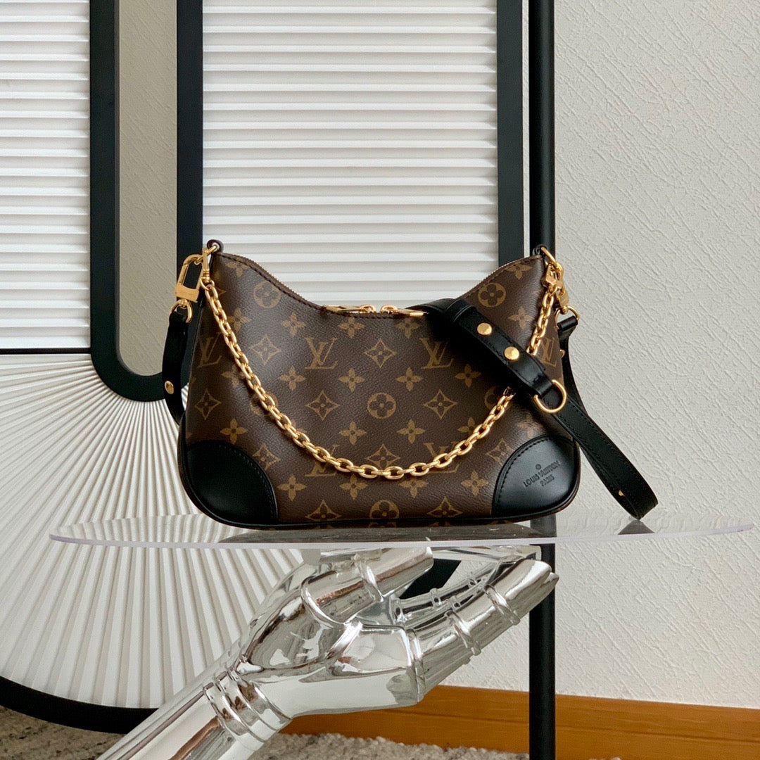 Black Boulogne Monogram Canvas Leather Bag