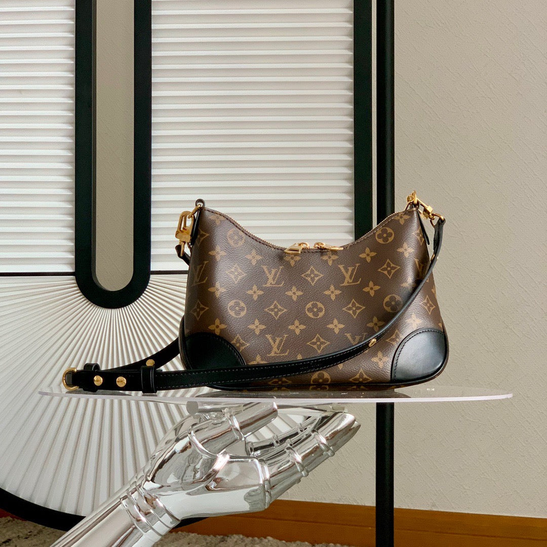Black Boulogne Monogram Canvas Leather Bag