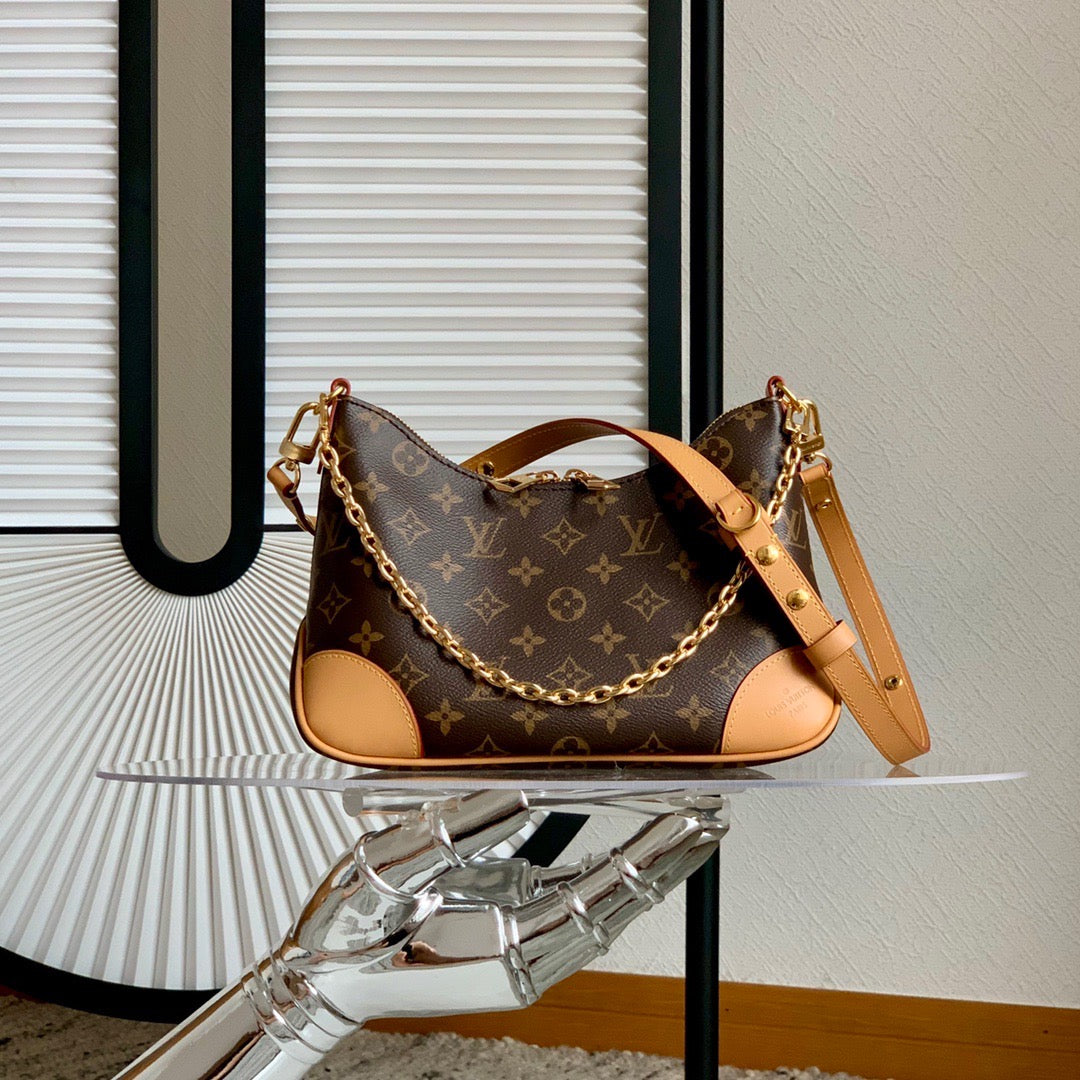 Natural Boulogne Monogram Canvas Leather Bag