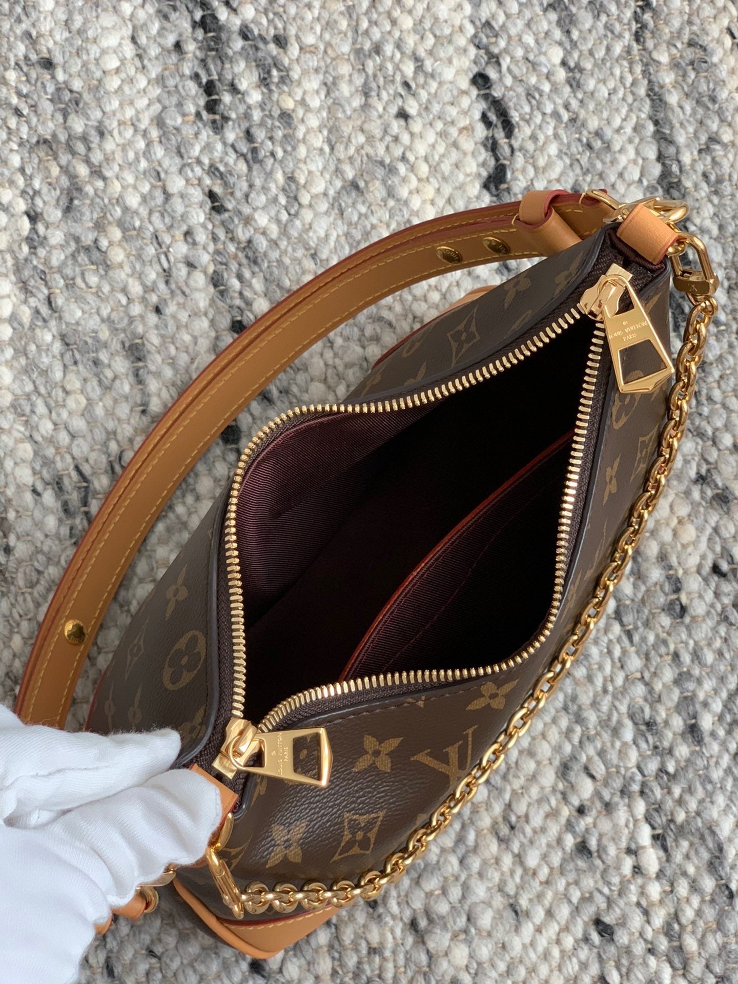Natural Boulogne Monogram Canvas Leather Bag