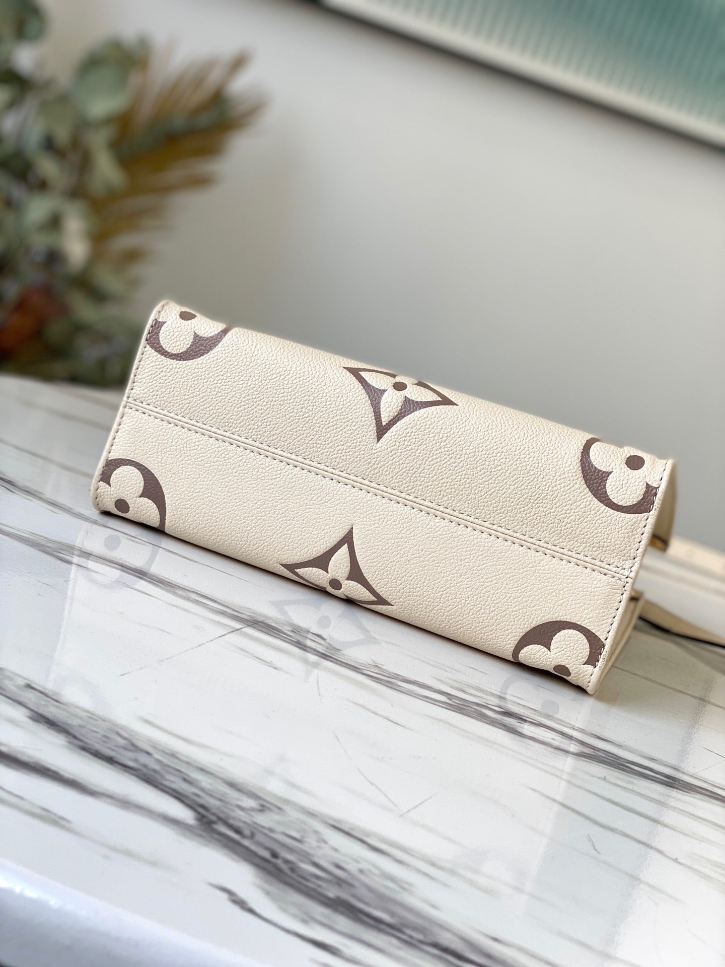 Cream Bicolour Monogram Empreinte Leather Onthego PM Tote Bag