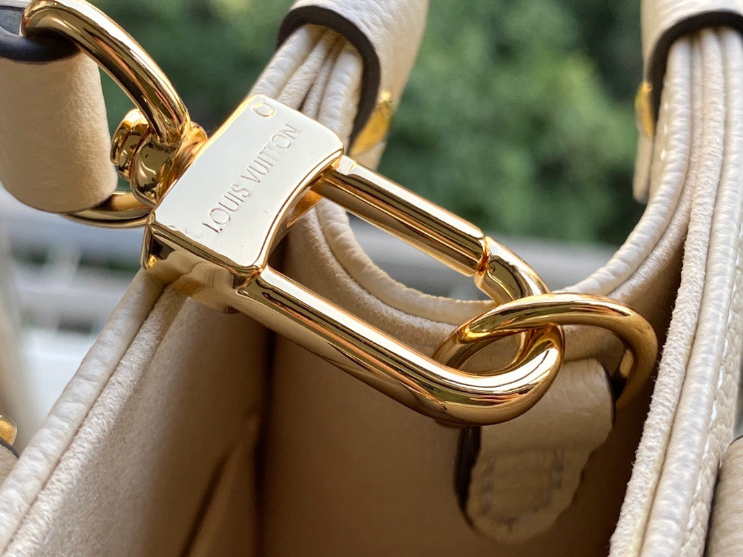 Cream Bicolour Monogram Empreinte Leather Onthego PM Tote Bag