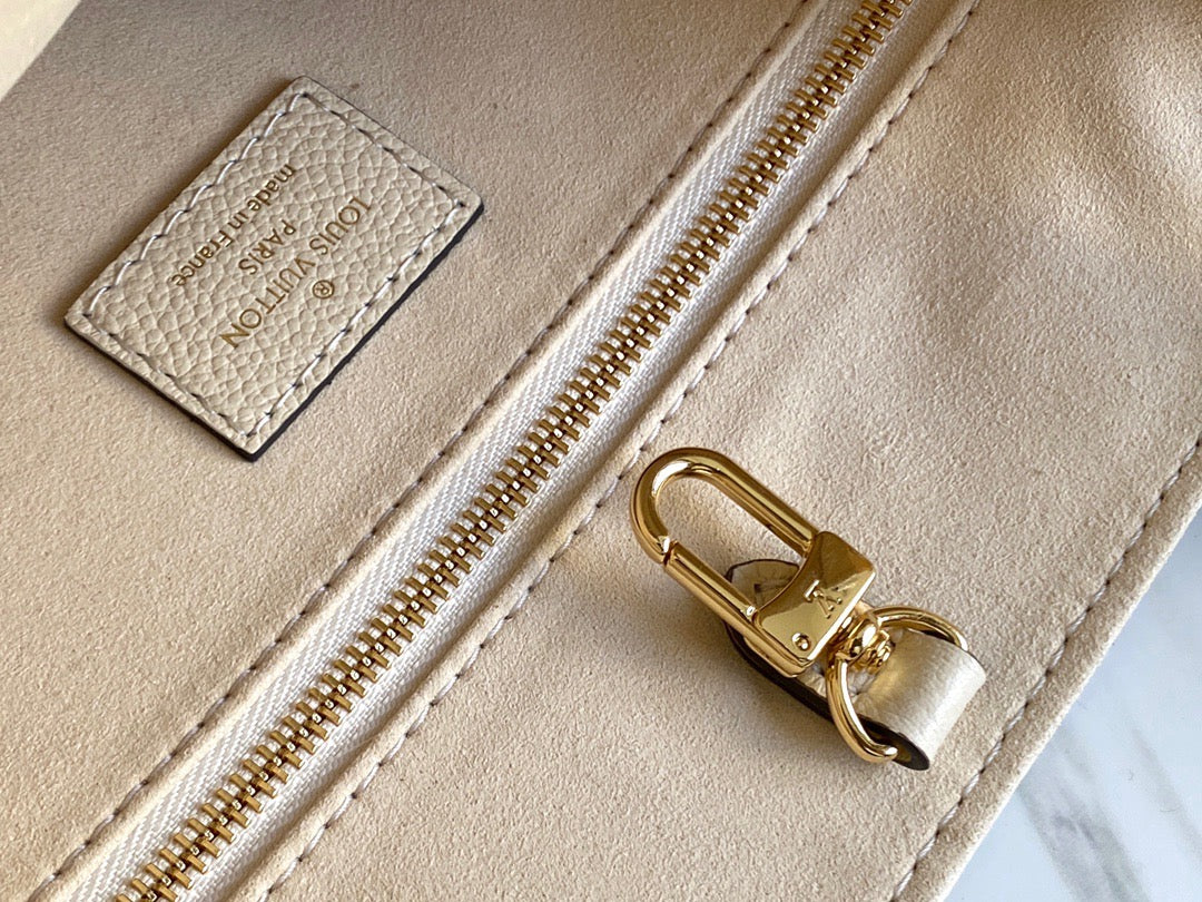 Cream Bicolour Monogram Empreinte Leather Onthego PM Tote Bag