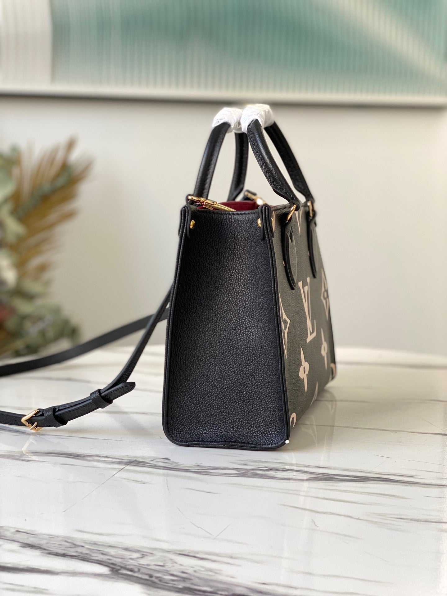 Black Bicolour Monogram Empreinte Leather Onthego PM Tote Bag