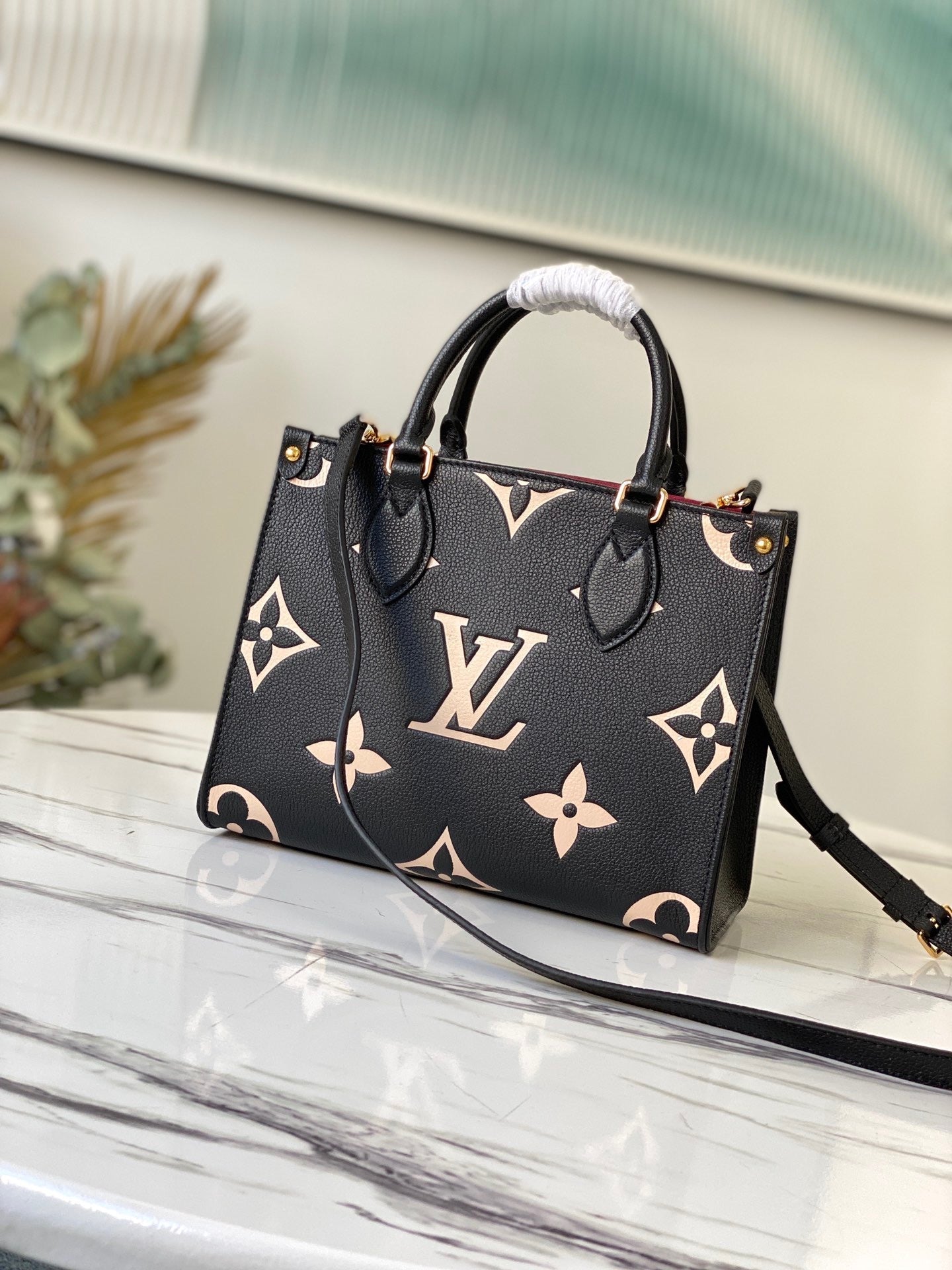 Black Bicolour Monogram Empreinte Leather Onthego PM Tote Bag