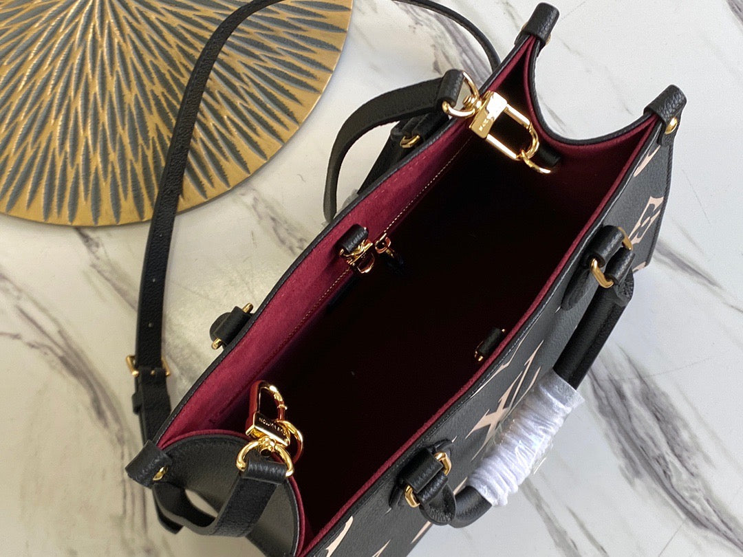 Black Bicolour Monogram Empreinte Leather Onthego PM Tote Bag