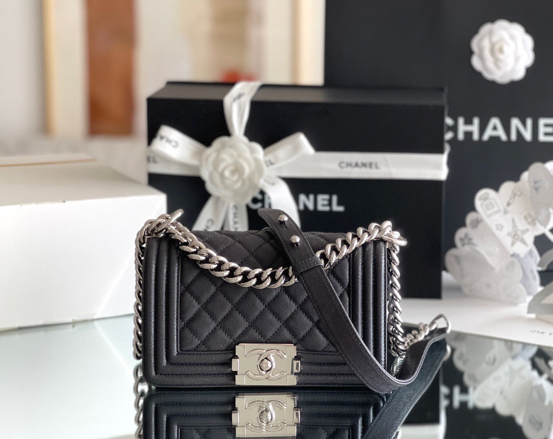Lambskin Quilted Small Boy Bag
