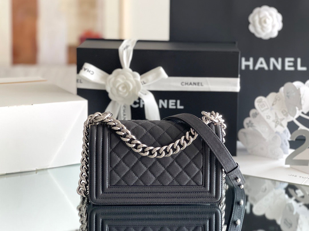 Lambskin Quilted Small Boy Bag