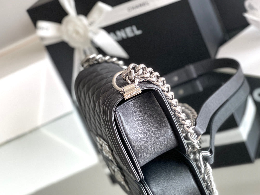 Lambskin Quilted Small Boy Bag