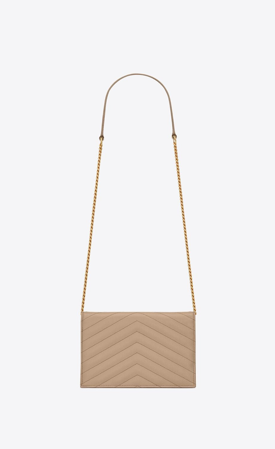 Cassandre Matelassé Envelope Chain Wallet In Grain De Poudre Embossed Leather
