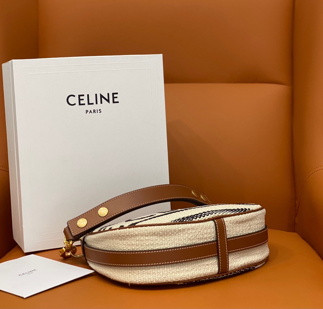 Medium Ava Strap Bag In Textile With C All-Over And Calfskin