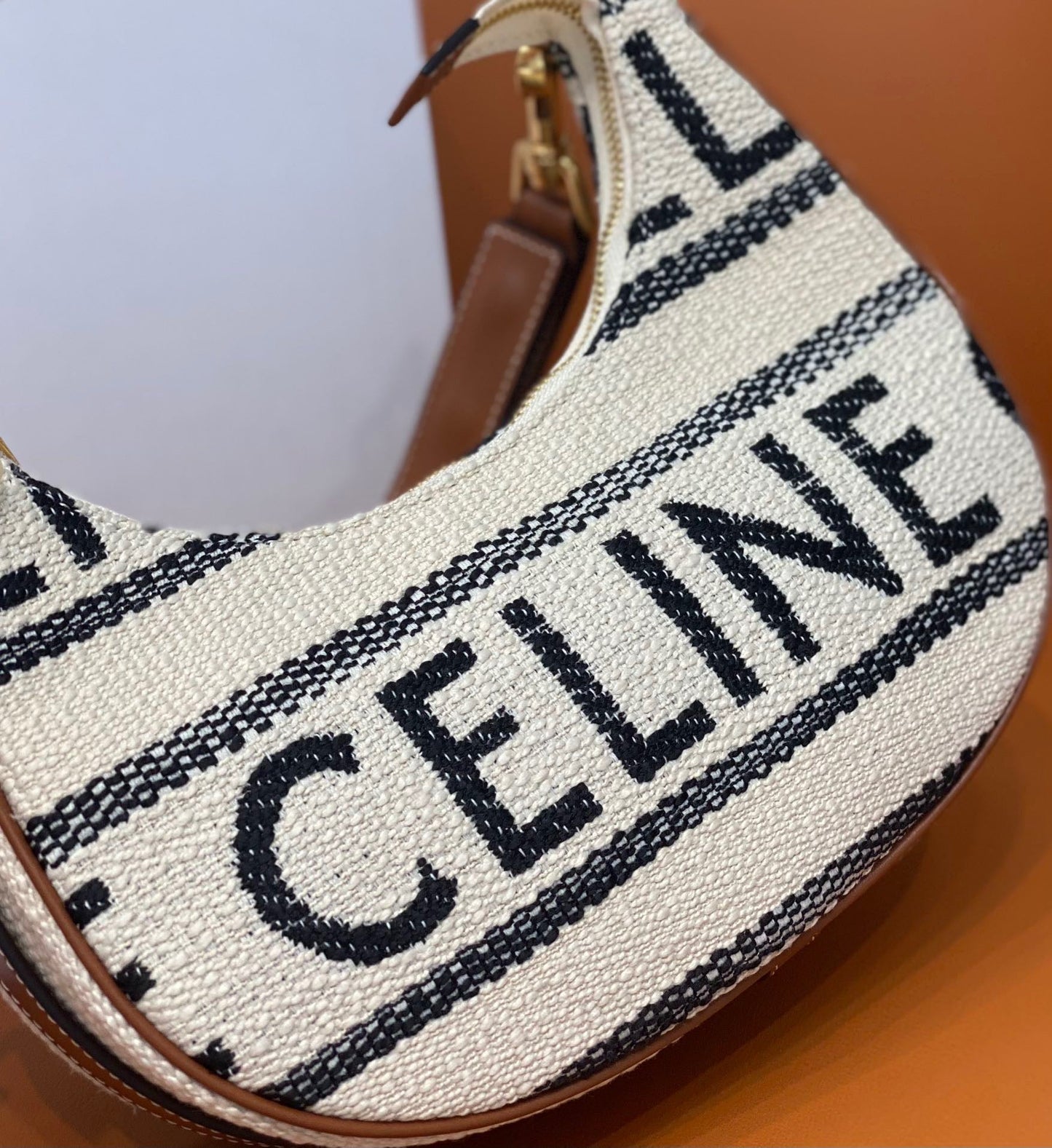 Medium Ava Strap Bag In Textile With C All-Over And Calfskin