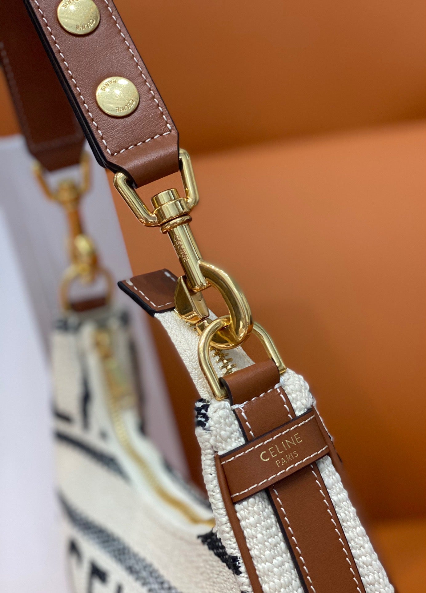 Medium Ava Strap Bag In Textile With C All-Over And Calfskin