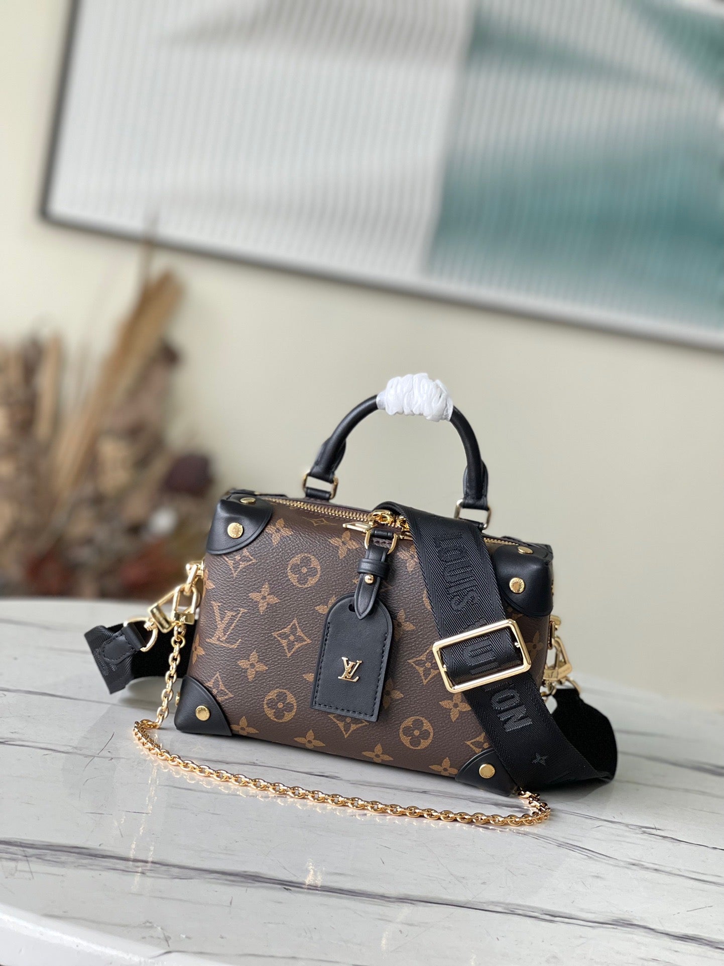 Black Monogram Petite Malle Souple Bag