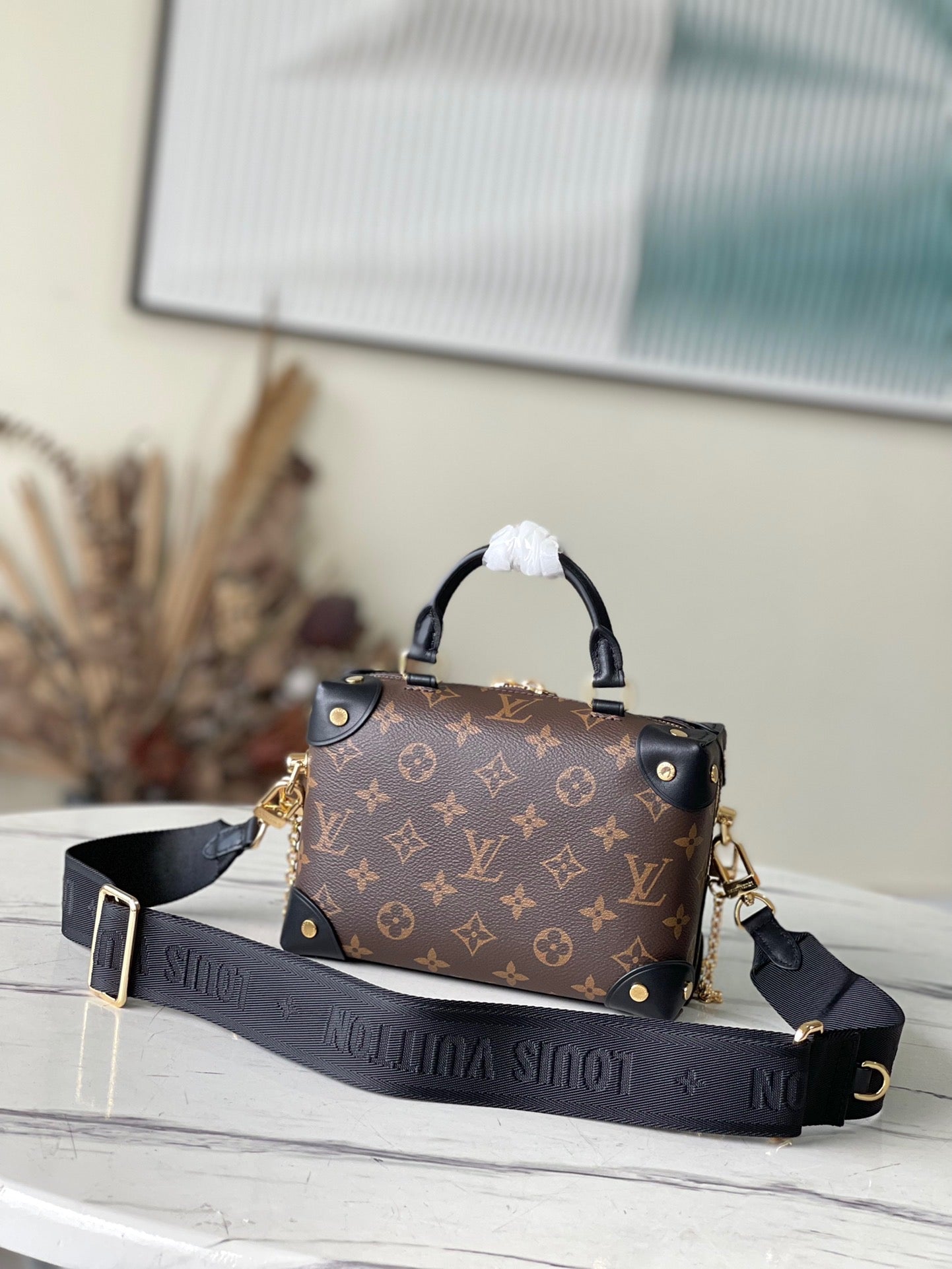 Black Monogram Petite Malle Souple Bag