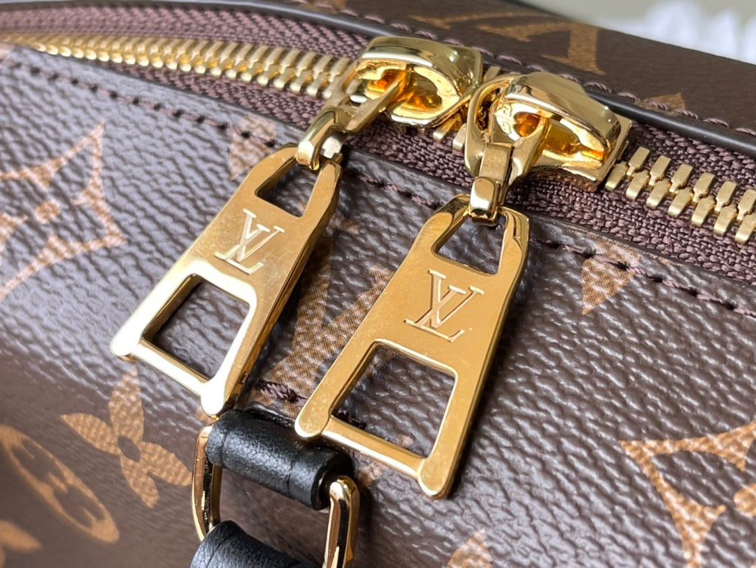 Black Monogram Petite Malle Souple Bag