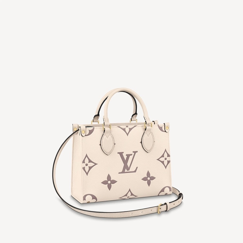 Cream Bicolour Monogram Empreinte Leather Onthego PM Tote Bag