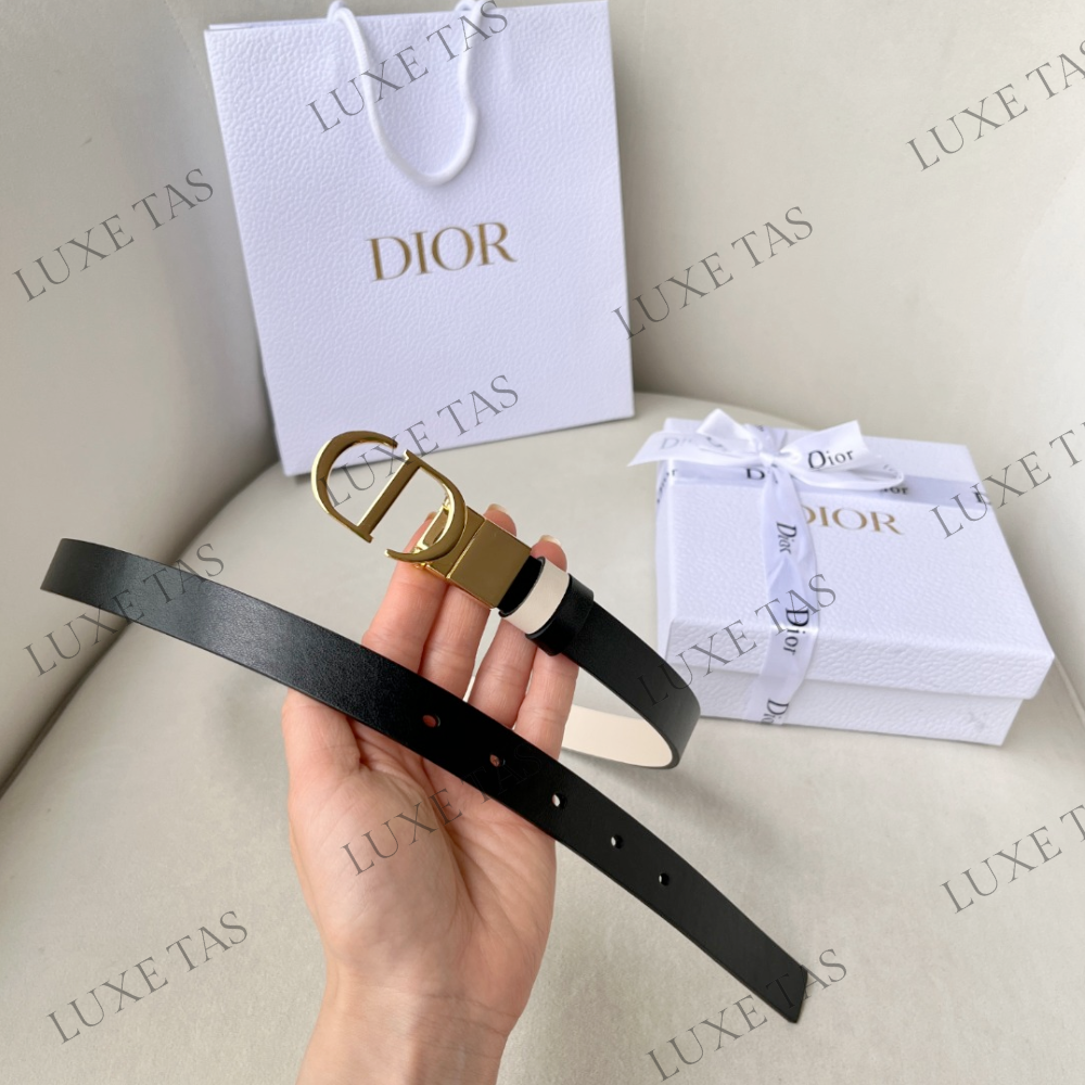 Dior - 30 Montaigne Reversible Belt Black and Latte Smooth Calfskin, 20 mm - Size 100 - Women