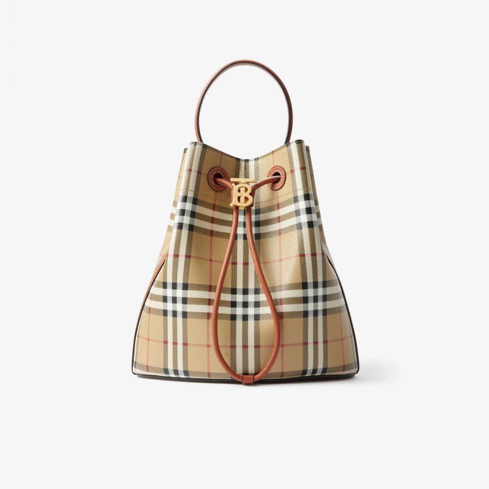 Archive Beige/Briar Brown Small TB Bucket Bag - Leather Bucket Bag for Women