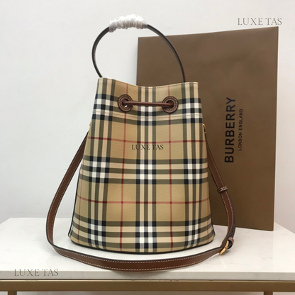 Archive Beige/Briar Brown Small TB Bucket Bag - Leather Bucket Bag for Women