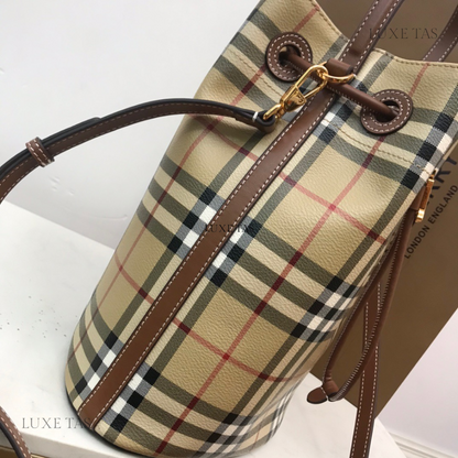 Archive Beige/Briar Brown Small TB Bucket Bag - Leather Bucket Bag for Women