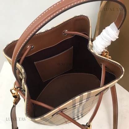 Archive Beige/Briar Brown Small TB Bucket Bag - Leather Bucket Bag for Women