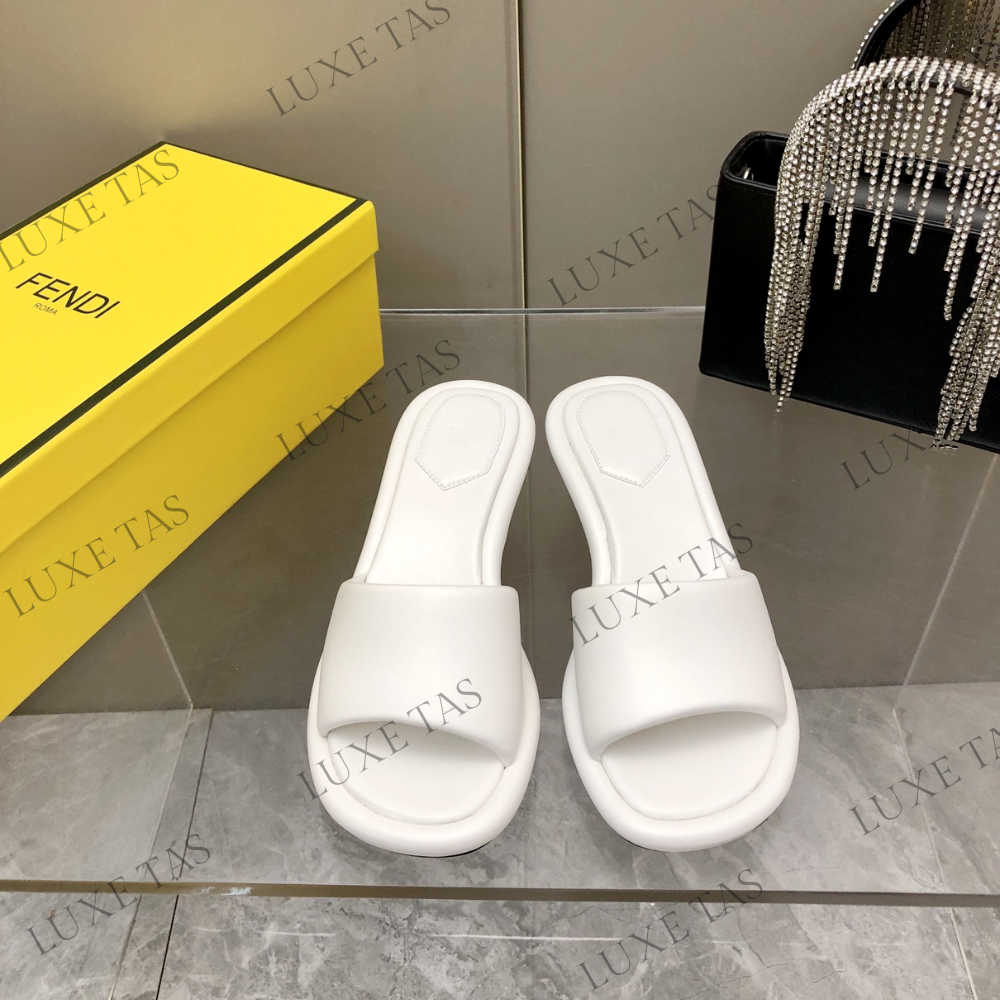 Baguette White Nappa Leather Slides