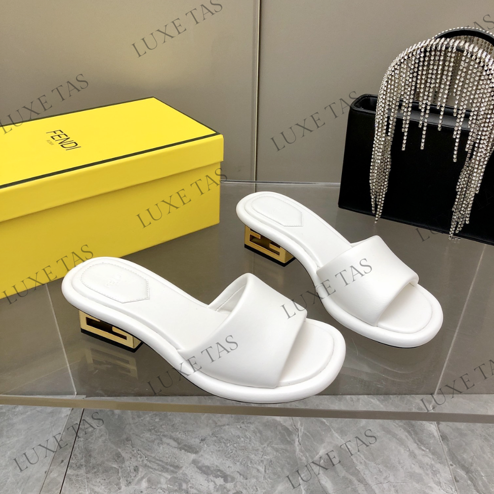 Baguette White Nappa Leather Slides