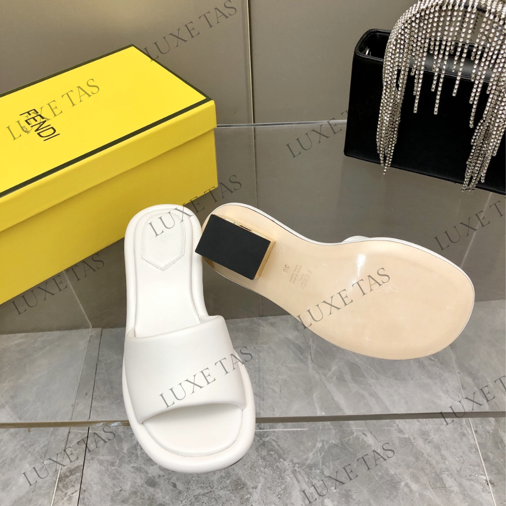 Baguette White Nappa Leather Slides