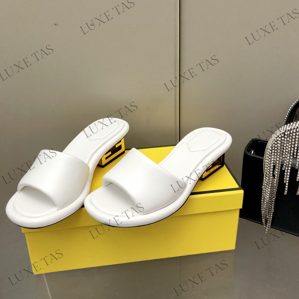 Baguette White Nappa Leather Slides