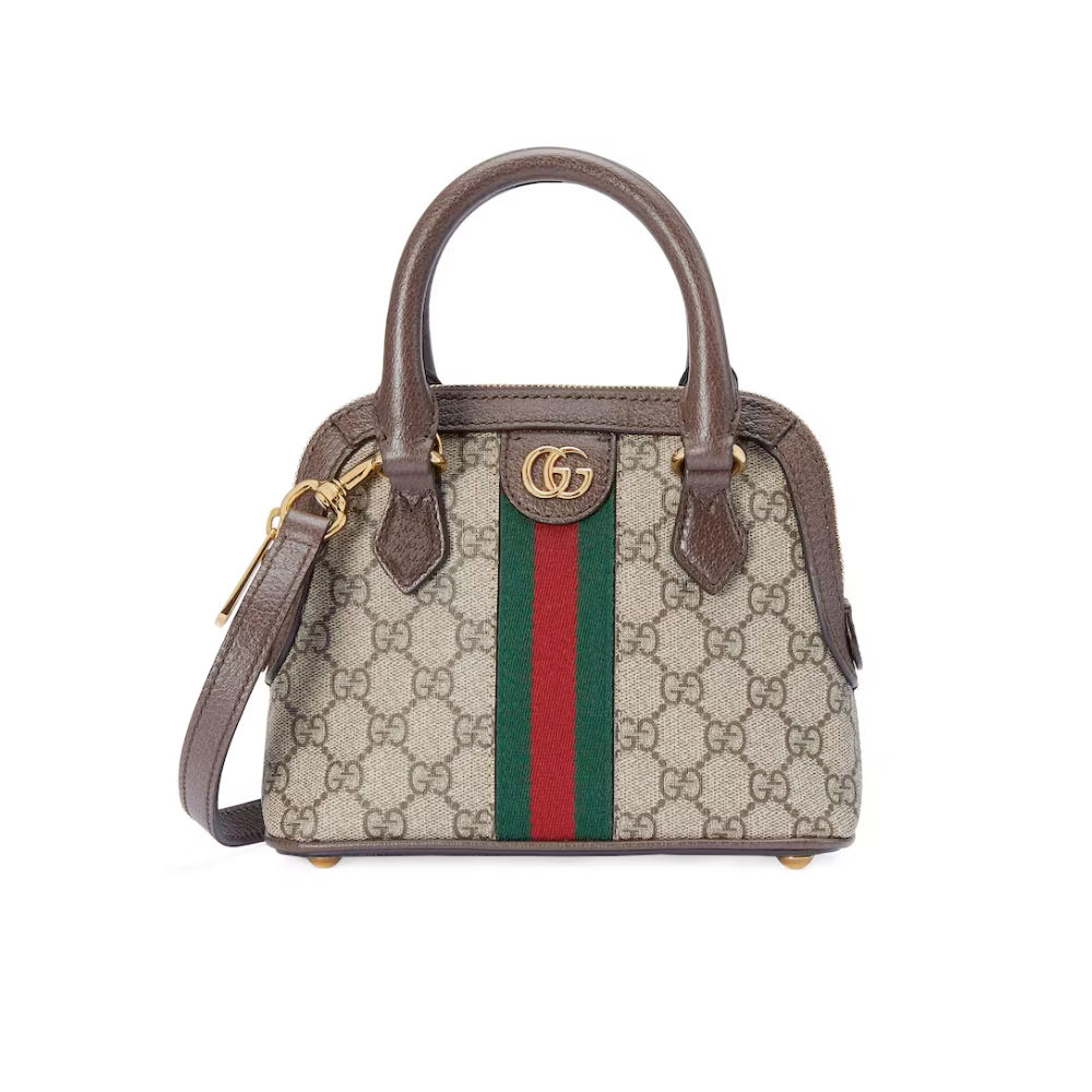 Beige and Ebony Ophidia GG Mini Top Handle Bag - Leather Handbag for Women