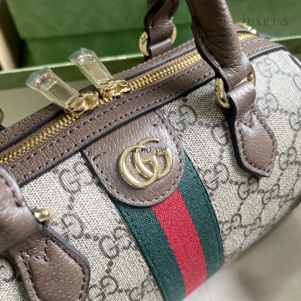 Beige and Ebony Ophidia G*G Mini Top Handle Bag - Leather Handbag for Women