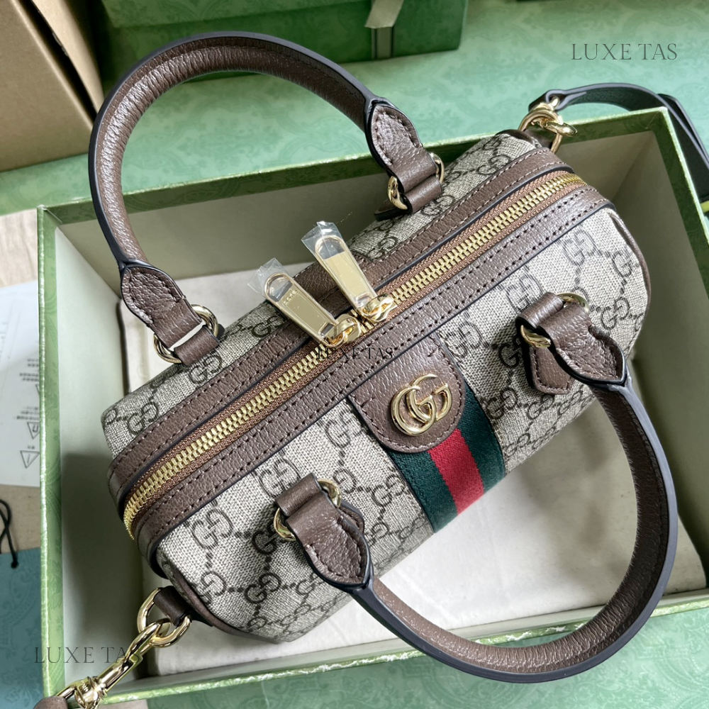 Beige and Ebony Ophidia G*G Mini Top Handle Bag - Leather Handbag for Women
