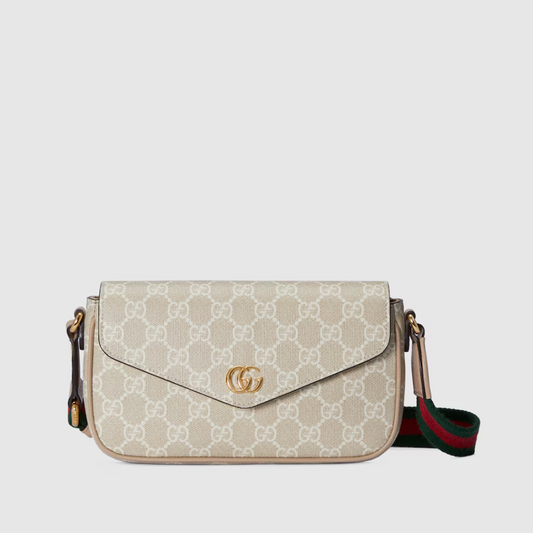 Beige and Oatmeal GG Supreme Canvas Ophidia Pochette Leather Shoulder Bag for Women