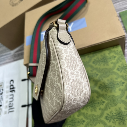 Beige and Oatmeal GG Supreme Canvas Ophidia Pochette Leather Shoulder Bag for Women