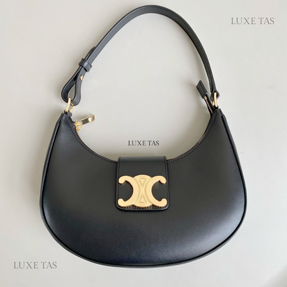 Black Ava Triomphe Soft Bag In Smooth Calfskin