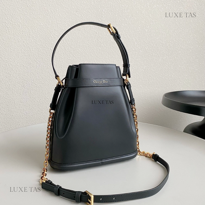 Black C*D-Embossed Calfskin Medium C'Est Dior Bag