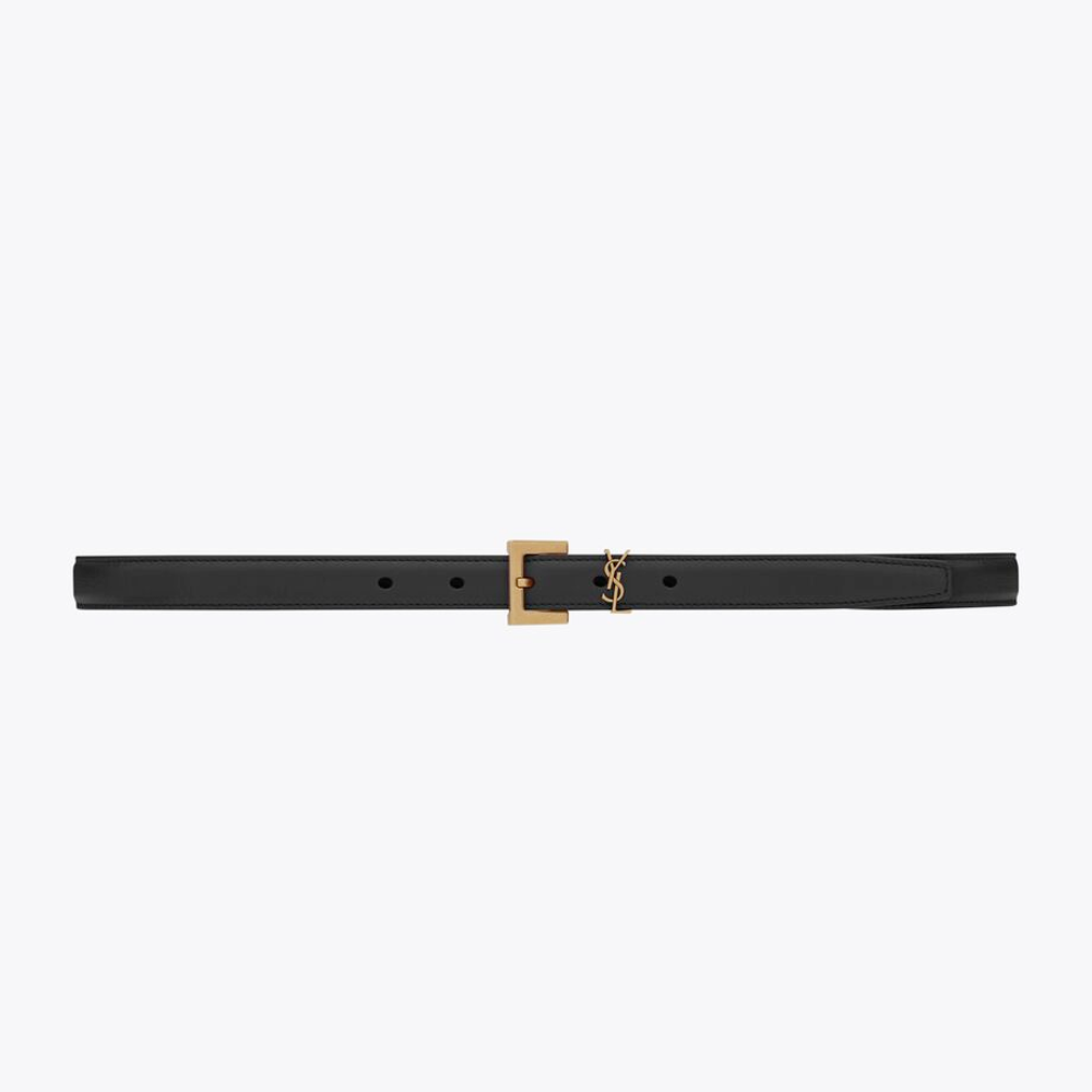 Black Cassandre Thin Belt With Square Buckle Designer Belts for Women ...