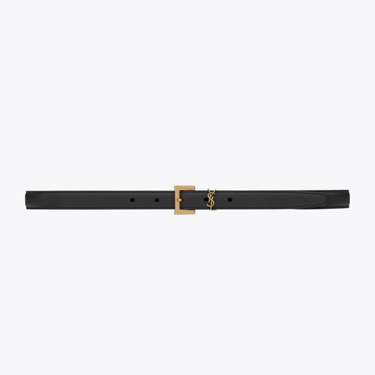 Black Cassandre Thin Belt With Square Buckle