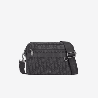 Black D Oblique Jacquard Maxi Safari Bag with Strap - Crossbody Bag for Men