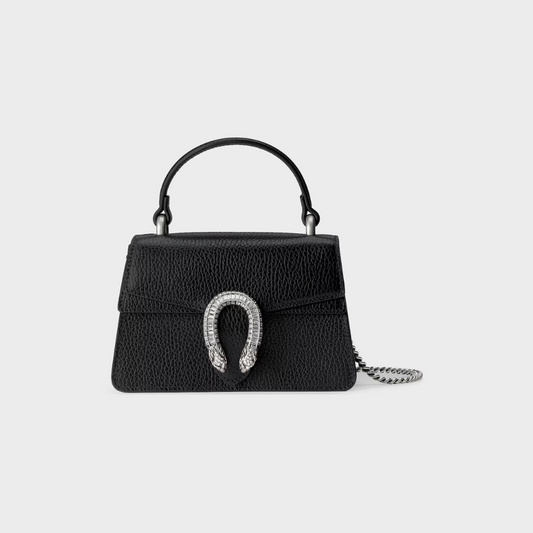 Black Dionysus Mini Top Handle Bag - Leather Handbag for Women