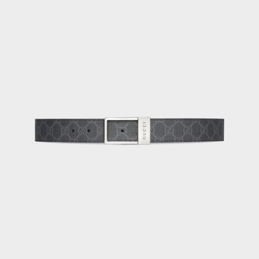 Black GG Supreme Canvas Belt With Rectangular Buckle