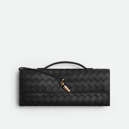 Pochette longue noire Andiamo avec poignée pochette de créateur pour femme