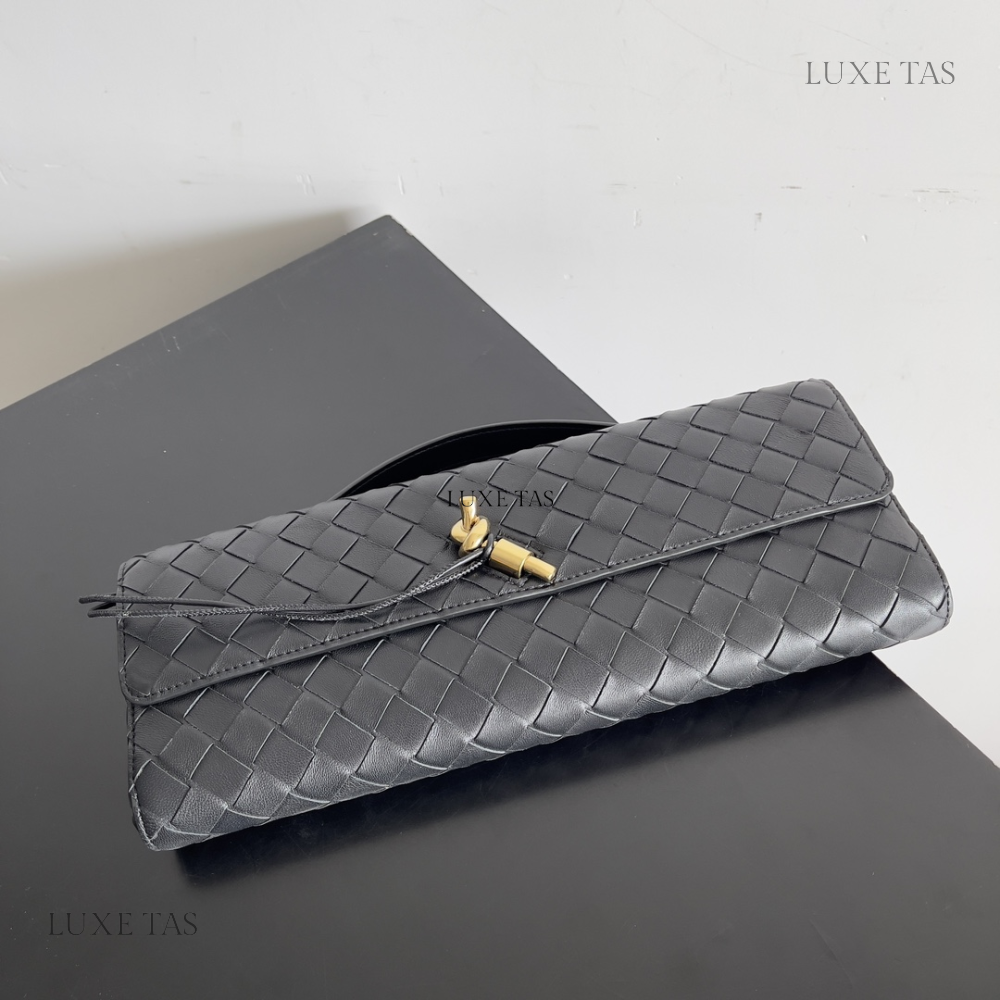 Black Long Clutch Andiamo With Handle - Designer Clutch for Women