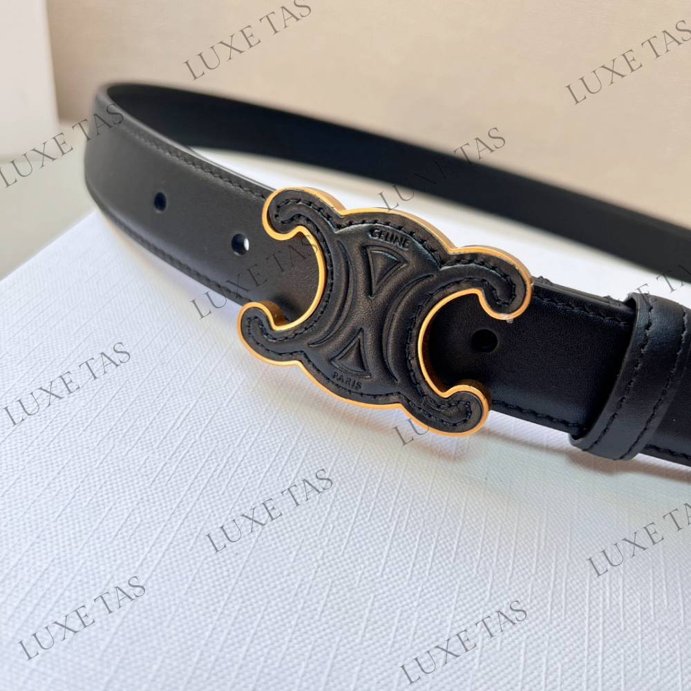 Black Medium Cuir Triomphe Belt In Taurillon Leather - Designer Belts for  Women