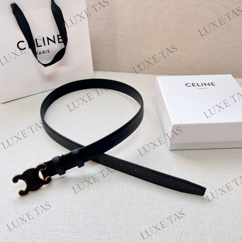 Shop CELINE Triomphe Small Triomphe Belt in Smooth Calfskin
