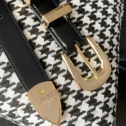 Black Medium Western Belt In Taurillon Leather