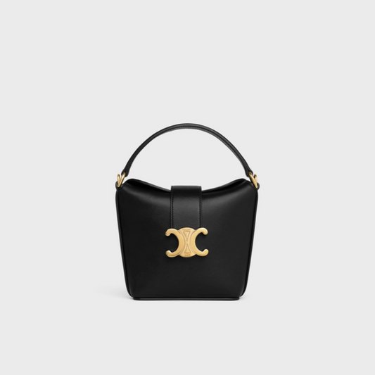 Black Mini Bucket Triomphe In Smooth Calfskin - Leather Bucket Bag for Women